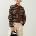 ORFEO Brigitta Stripe Button Cardigan in Chocolate