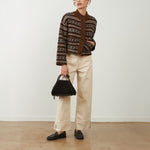 ORFEO Brigitta Stripe Button Cardigan in Chocolate
