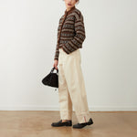 ORFEO Brigitta Stripe Button Cardigan in Chocolate