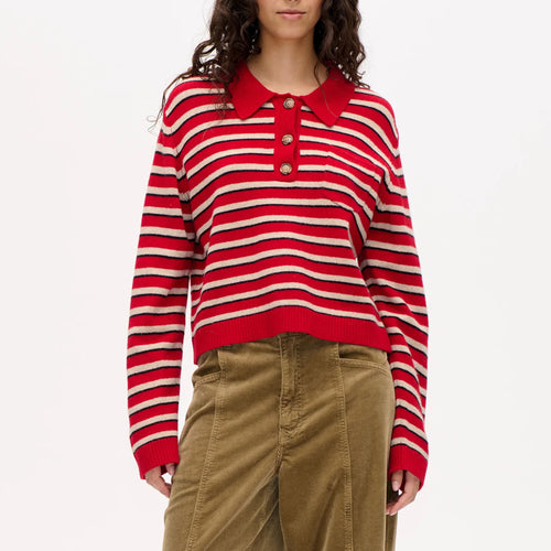 BAUM UND PFERDGARTEN Cori Sweater in Crimson Red Stripe
