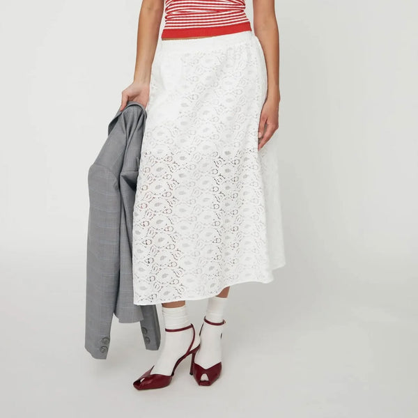 STELLA NOVA Cotton Lace Skirt in White