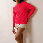 Cotton Knit Sweater in Acid Pink