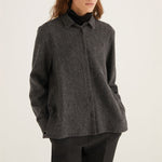 ROSSO35 Cozy Flannel Shacket in Dark Grey