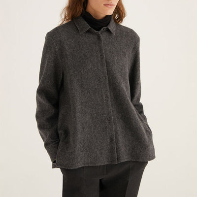 ROSSO35 Cozy Flannel Shacket in Dark Grey