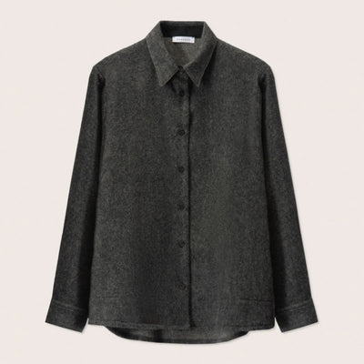 ROSSO35 Cozy Flannel Shacket in Dark Grey