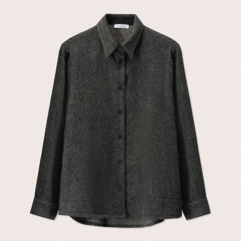 ROSSO35 Cozy Flannel Shacket in Dark Grey
