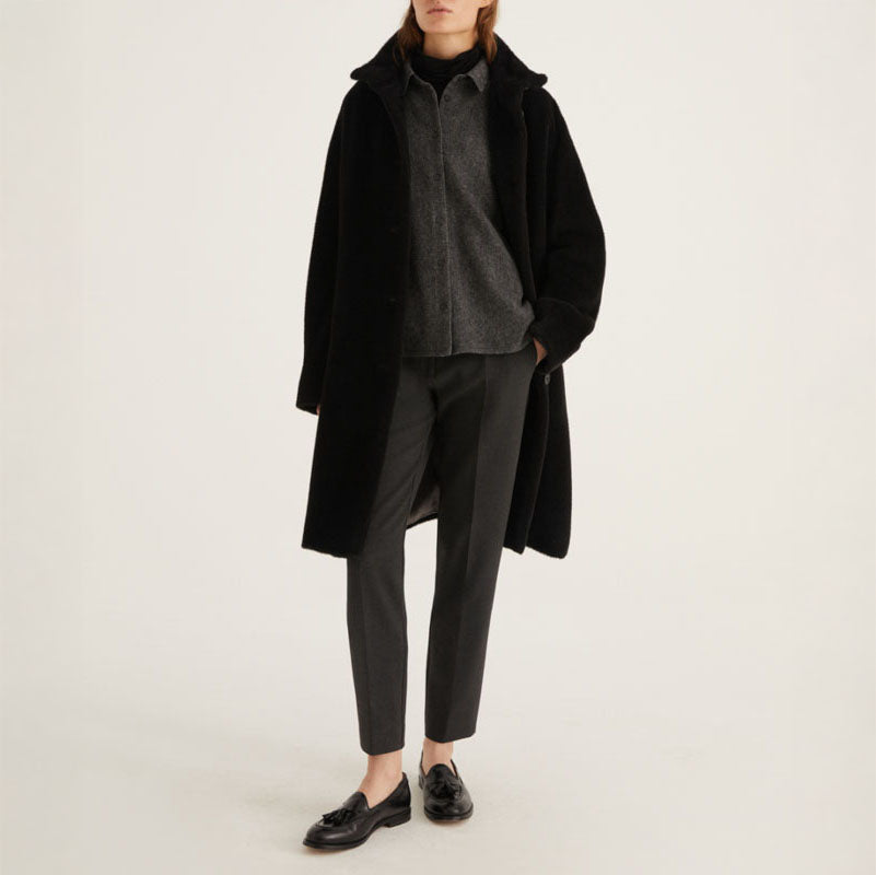 ROSSO35 Cozy Flannel Shacket in Dark Grey
