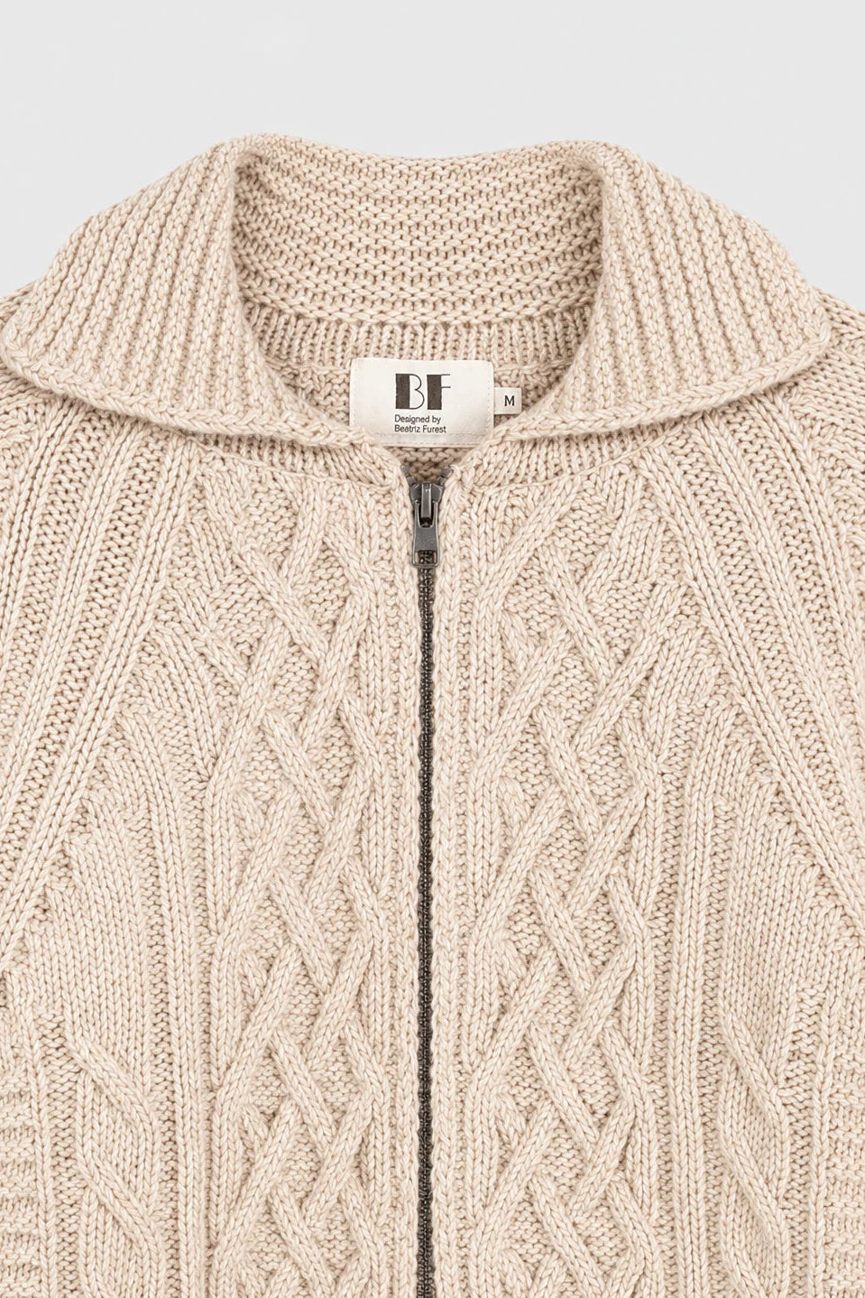 BEATRIZ FUREST Andrew Argyl Knit Cardigan in Ecru