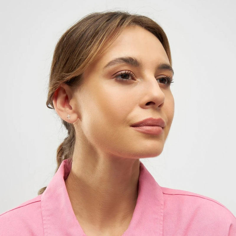 LULU COPENHAGEN Cross Crystal Earring in Silver