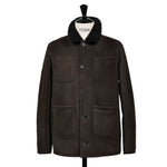 OWEN BARRY Cyrus Sheepskin Chore Jacket in Ebony/Brown