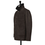 OWEN BARRY Cyrus Sheepskin Chore Jacket in Ebony/Brown
