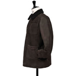 OWEN BARRY Cyrus Sheepskin Chore Jacket in Ebony/Brown