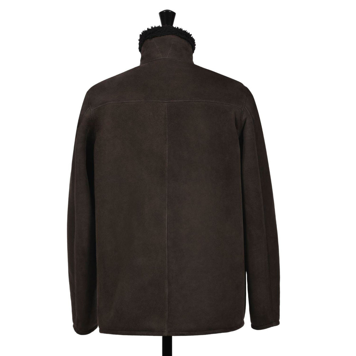 OWEN BARRY Cyrus Sheepskin Chore Jacket in Ebony/Brown
