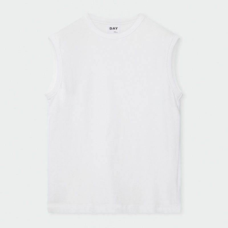 DAY BIRGER ET MIKKELSEN Pedro Heavy Jersey Sleeveless Top in Bright White