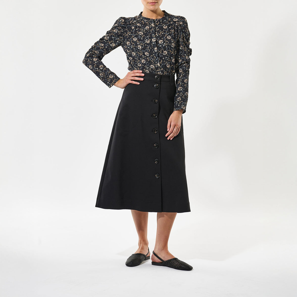 DEA KUDIBAL VistiDEA EV Blouse with Gathering Detail in Takashi/Navy