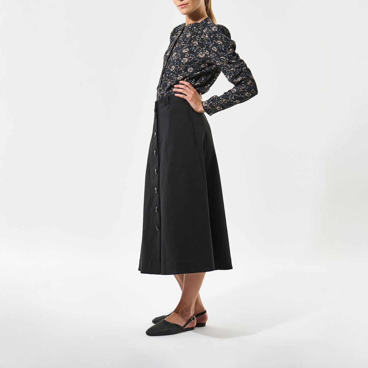 DEA KUDIBAL VistiDEA EV Blouse with Gathering Detail in Takashi/Navy