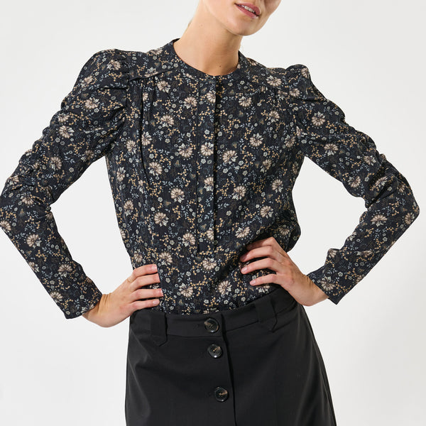 DEA KUDIBAL VistiDEA EV Blouse with Gathering Detail in Takashi/Navy