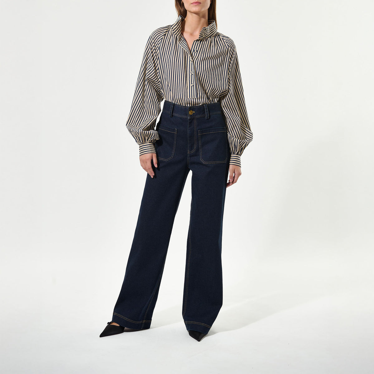DEA KUDIBAL NicolaDEA Shirt with Sleeve Detail in Classic Stripe