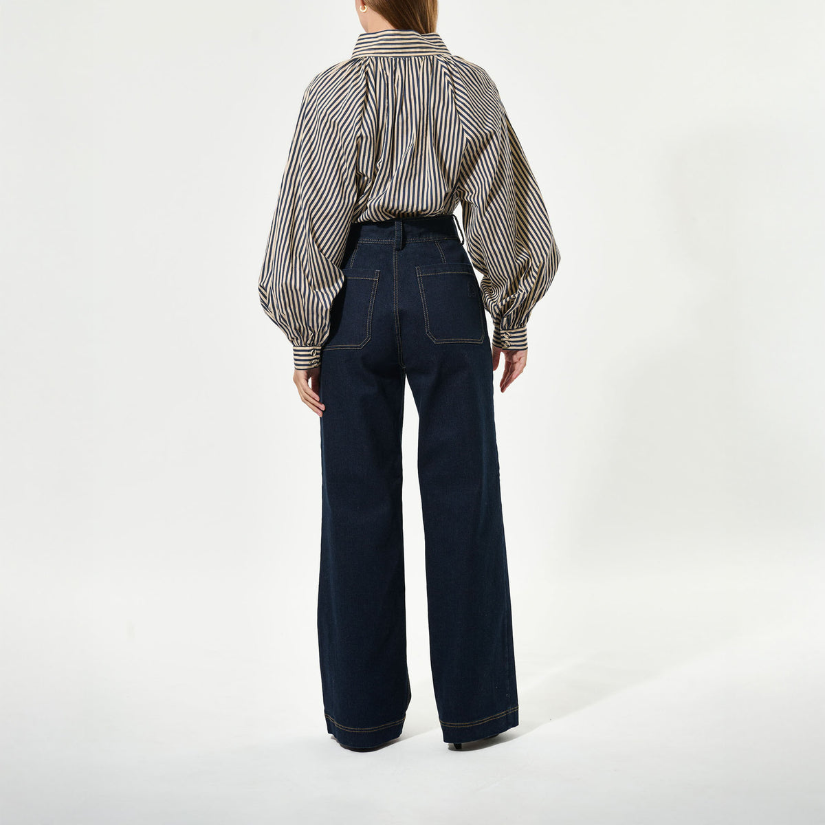 DEA KUDIBAL NicolaDEA Shirt with Sleeve Detail in Classic Stripe