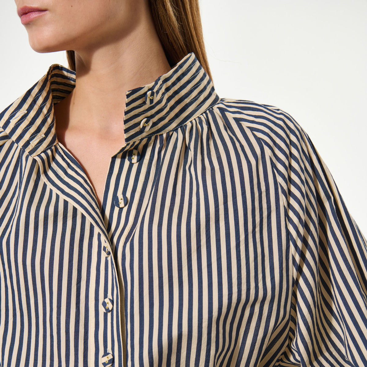 DEA KUDIBAL NicolaDEA Shirt with Sleeve Detail in Classic Stripe