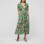 DEA KUDIBAL Leandra Linen Dress  in Paisley Full Green