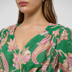 DEA KUDIBAL Leandra Linen Dress  in Paisley Full Green