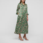 DEA KUDIBAL RosannaDEA Silk Dress with Ruffles in Paisley Green