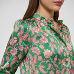 DEA KUDIBAL RosannaDEA Silk Dress with Ruffles in Paisley Green