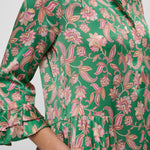 DEA KUDIBAL RosannaDEA Silk Dress with Ruffles in Paisley Green