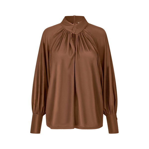 DEA KUDIBAL MadelaineDEA Silk Blouse with Drape Detail in Maplewood