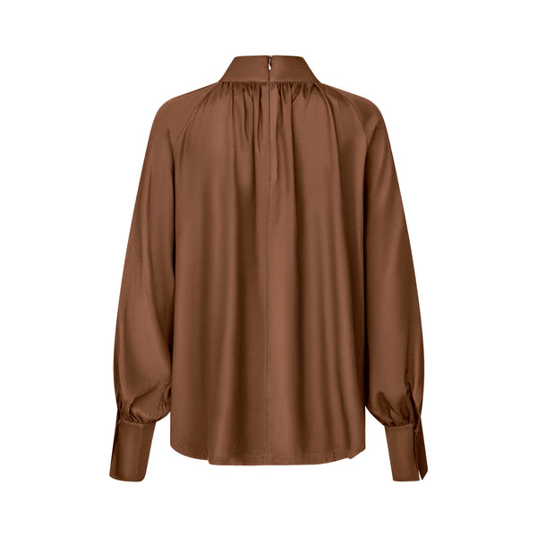 DEA KUDIBAL MadelaineDEA Silk Blouse with Drape Detail in Maplewood