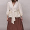 FAUNE Deia Cotton Tapestry Lurex Jacket in Oyster and Gold