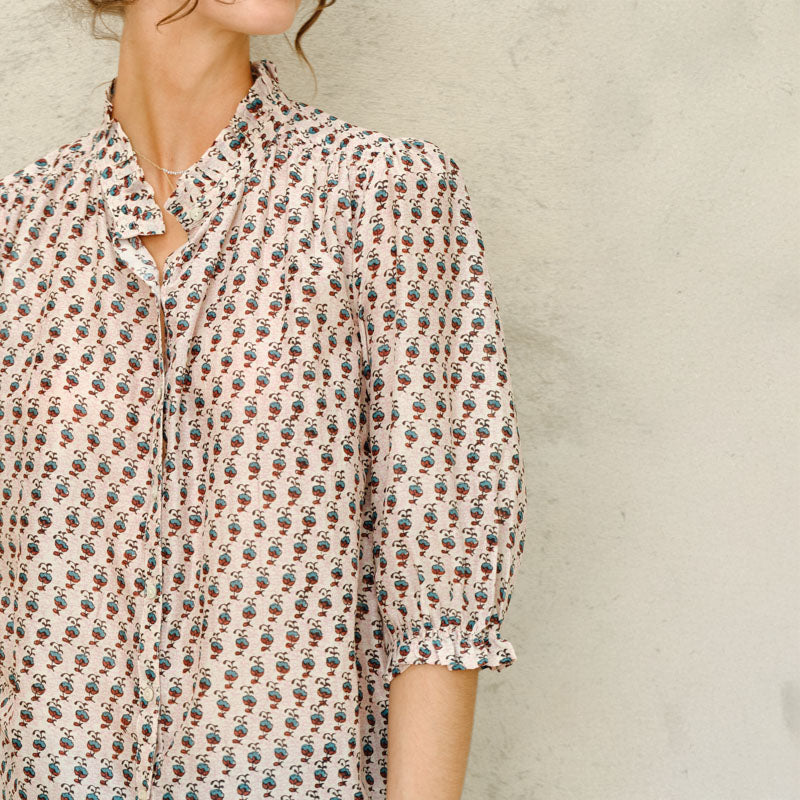 M.A.B.E Devi Print Long Sleeve Top in Multi