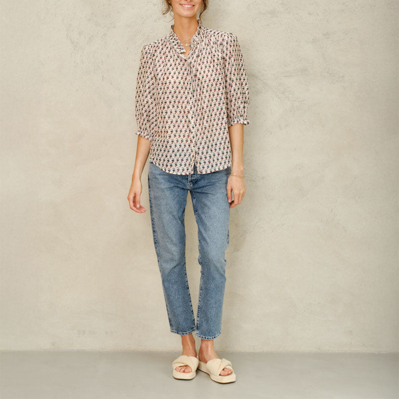 M.A.B.E Devi Print Long Sleeve Top in Multi
