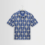 WAX LONDON Didcot Short Sleeve Shirt in Blue/Ecru