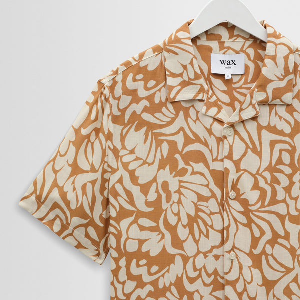 WAX LONDON Didcot Short Sleeve Shirt in Rust/Multi