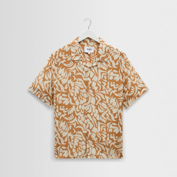 WAX LONDON Didcot Short Sleeve Shirt in Rust/Multi