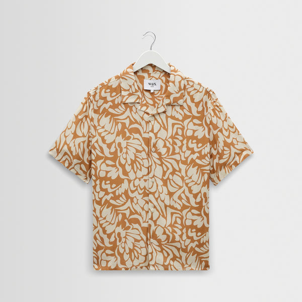 WAX LONDON Didcot Short Sleeve Shirt in Tan/Beige