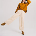 TINSELS Djoudi Molly Wide Leg Corduroy Trousers in Meringue