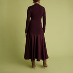 FLORERE Acacia Mockable Midi Dress in Burgundy