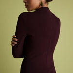 FLORERE Acacia Mockable Midi Dress in Burgundy