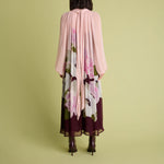 FLORERE Floral Blouson Sleeve Midi Dress in Pink