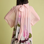 FLORERE Floral Blouson Sleeve Midi Dress in Pink