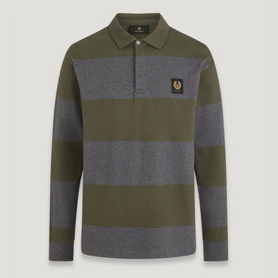 BELSTAFF Drum L/S Polo Shirt in Tile Green/Charcoal Heather