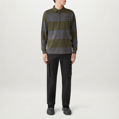 BELSTAFF Drum L/S Polo Shirt in Tile Green/Charcoal Heather