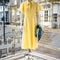 FOIL Cut Above Broderie Anglaise Shirt Dress in Yellow