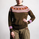 QUINTON & CHADWICK Fairisle Yoke Jumper in Military