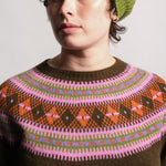QUINTON & CHADWICK Fairisle Yoke Jumper in Military