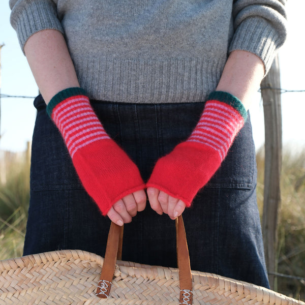 QUINTON & CHADWICK Angora Fingerless Mittens  in Hyper Nature