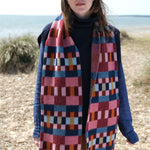 QUINTON & CHADWICK Brushed Block Scarf  in Autumn Berry